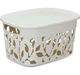 Коробка  25л Флора с/кр белый ротанг М2364/5