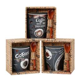 Кружка   - R03H/1678J Кофе бочка с ложкой