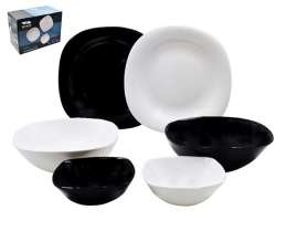 Сервиз стол. 18 пр.  Sguare soft color LFP WHITE/BLACK 620/180мл